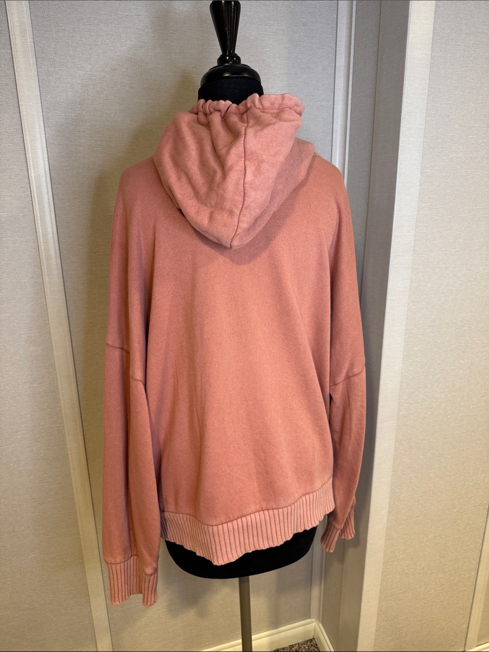 Women's Light Cinnamon Hooded V-Neck Sweater - Picture 3 of 7